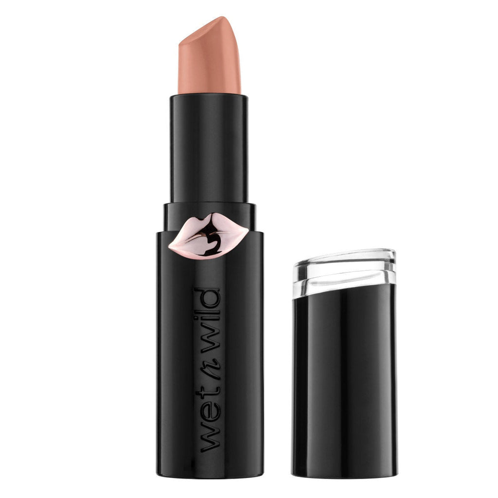 Wet n wild | Mega Last Matte Lip Color- Never Nude | Product front facing cap off, with no background