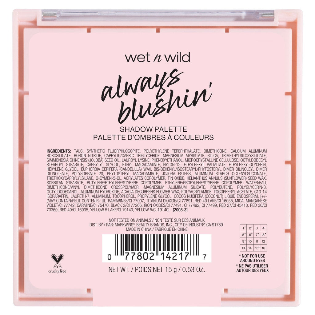Wet n wild | ALWAYS BLUSHIN’ PALETTE | Backside of product with no background