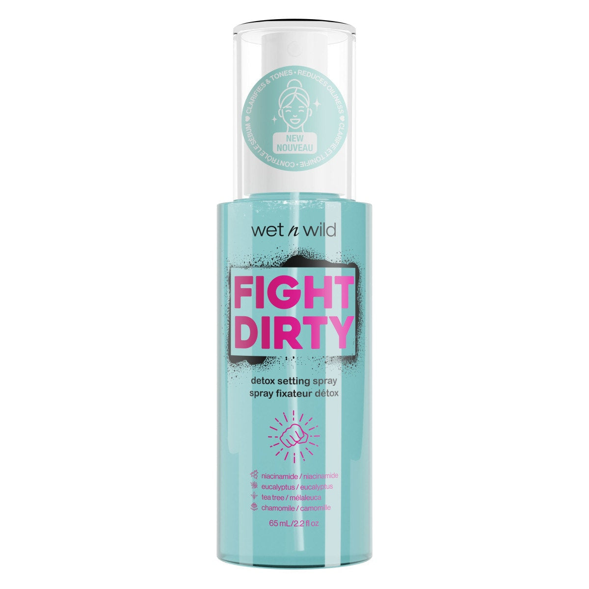 Wet n wild | Fight Dirty Detox Setting Spray | Product front facing lid closed, with no background