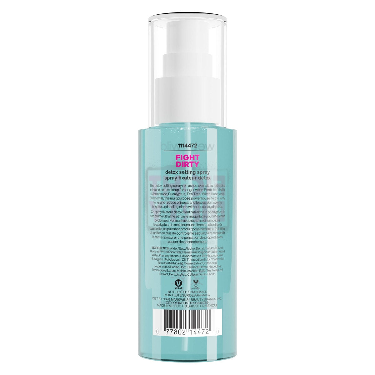 Wet n wild | Fight Dirty Detox Setting Spray | Product back facing cap on, with no background