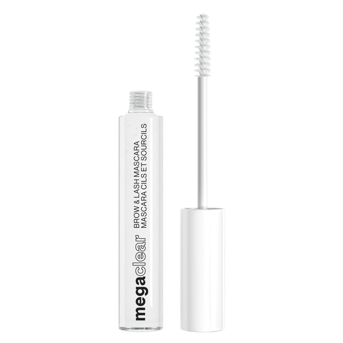 Wet n wild | MEGA CLEAR BROW & LASH MASCARA | Product front facing cap removed, with no background