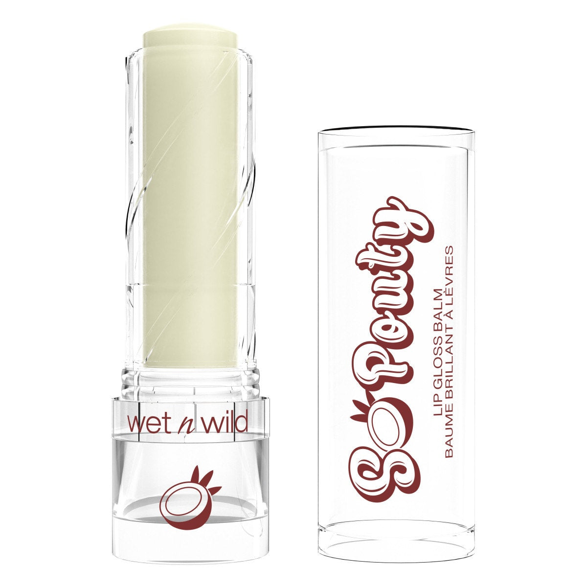 Wet n wild | Perfect Pout So Pouty Lip Gloss Balm-Coconuts For You | Product front facing cap off, with no background