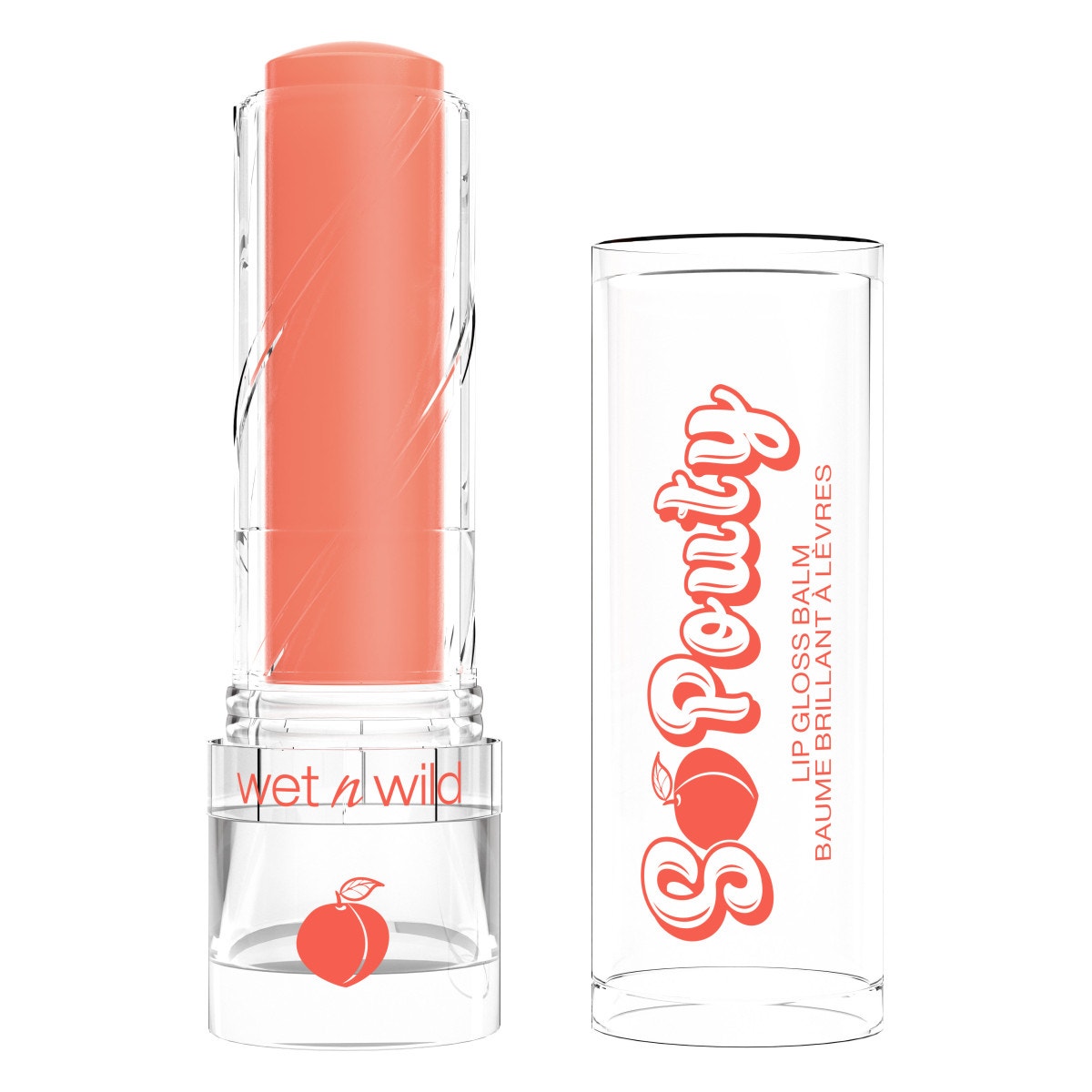 Wet n wild | Perfect Pout So Pouty Lip Gloss Balm-Peach Bum | Product front facing cap off, with no background