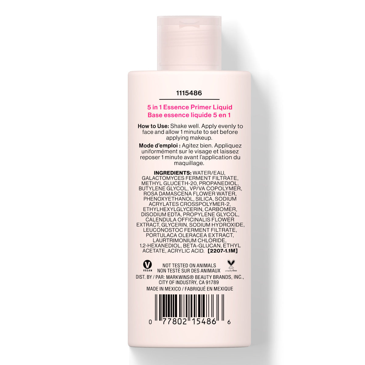 wet n wild | 5 in 1 Essence Primer Liquid | Backside of product