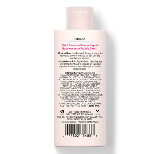 wet n wild | 5 in 1 Essence Primer Liquid | Backside of product