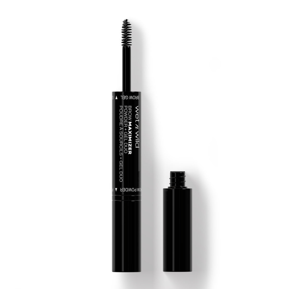 Wet n wild | Ultimate Brow Brow Maximizer Powder + Gel Duo- Ash Brown | Product front facing cap off, with no background