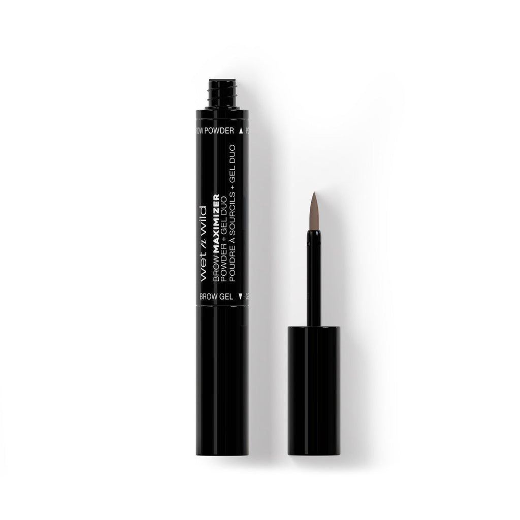 Wet n wild | Ultimate Brow Brow Maximizer Powder + Gel Duo- Ash Brown | Product front facing cap off, with no background