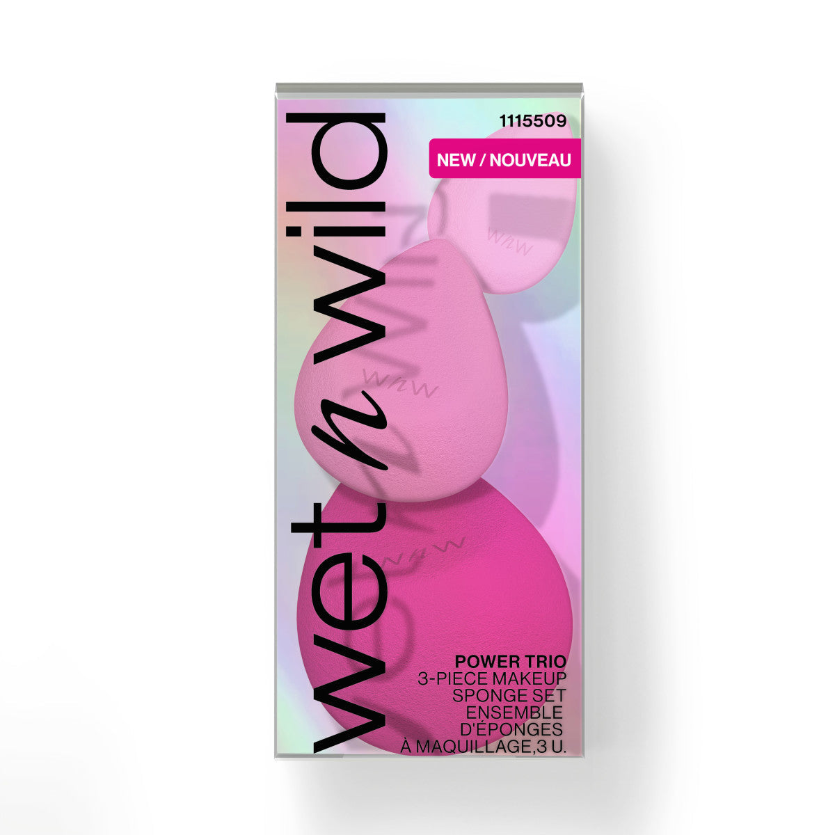 Wet n wild | Power Trio 3-Piece Makeup Sponge Set | Product facing forward, inside packaging