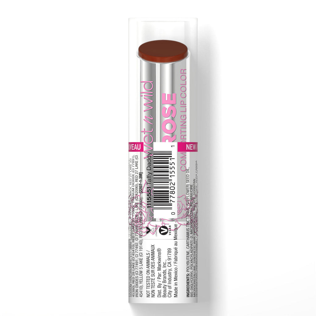 Wet n wild | Rose Comforting Lip Color- Taffy Daddy | Product back facing cap on, with no background
