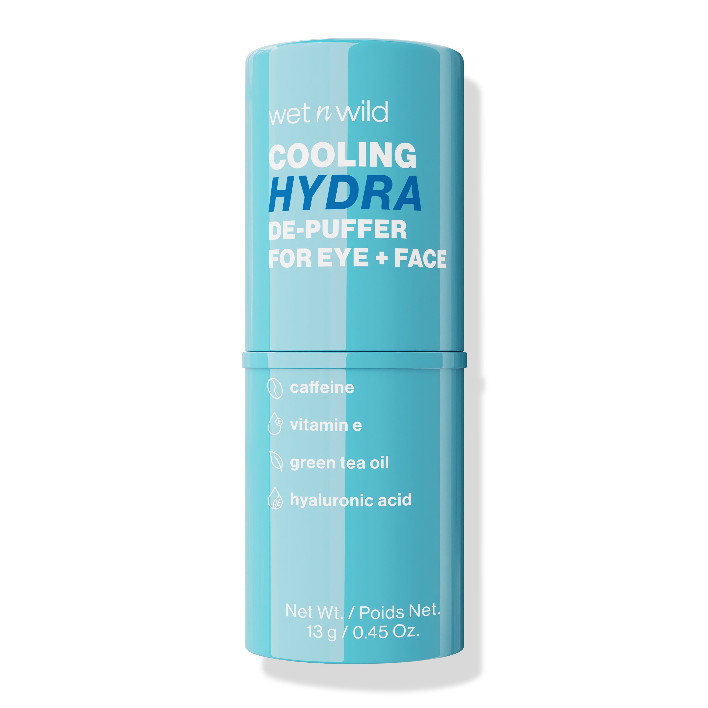 Wet n wild | Cooling Hydra De-Puffer For Eyes + Face | Product front facing lid closed, with no background