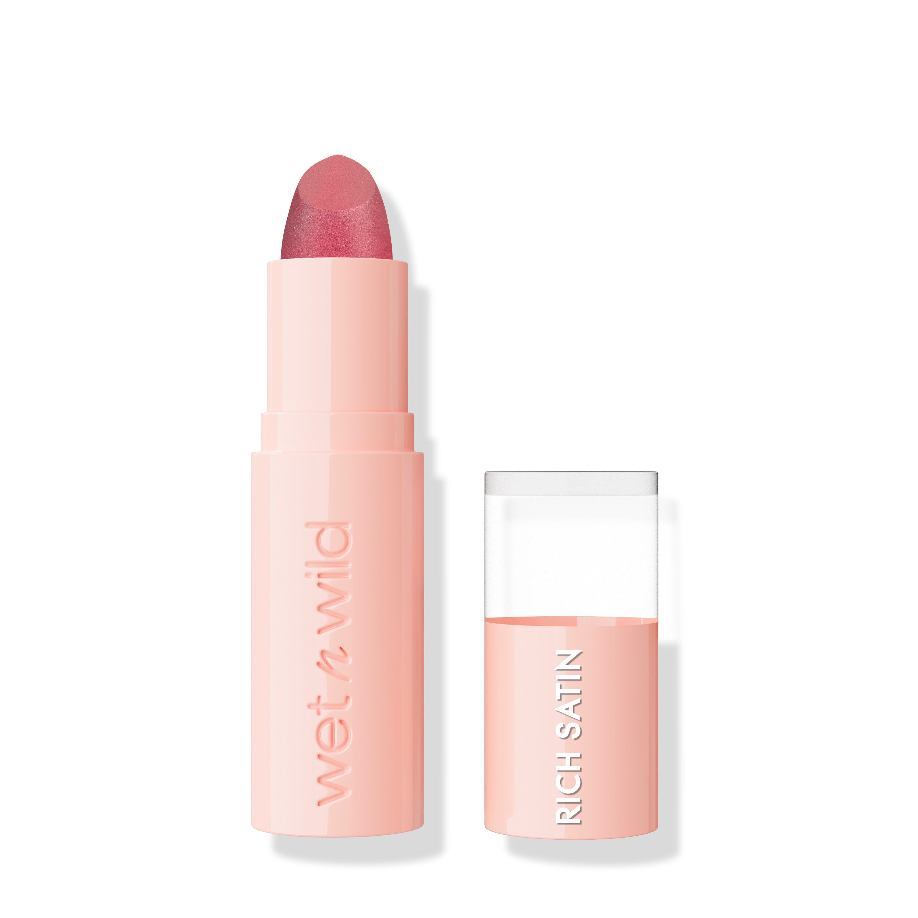 Wet n wild | Mega Last Rich Satin Lip Color | Product front facing cap off, with no background