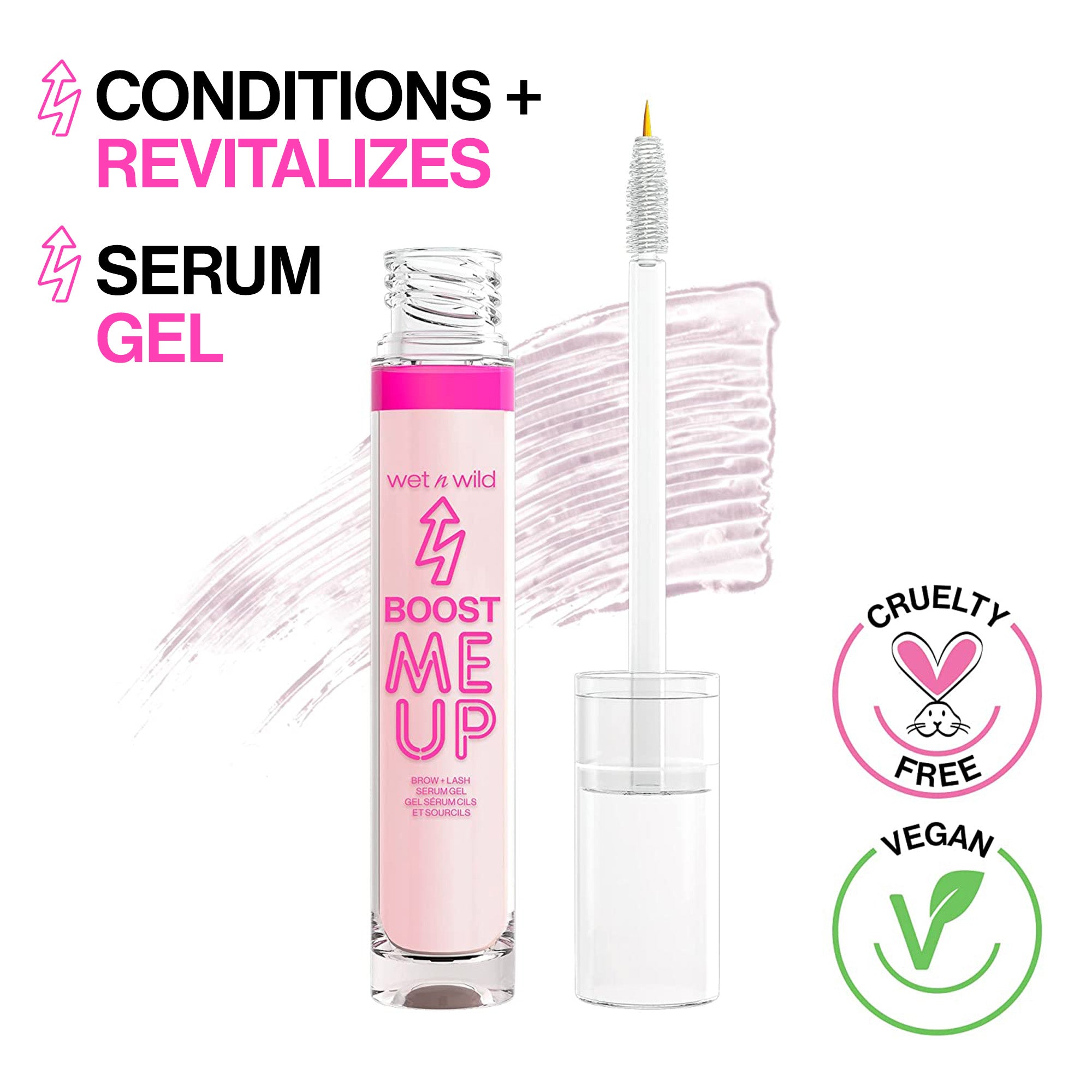 Wet n wild | PRODUCT NAME | Product front facing cap off, with product description background